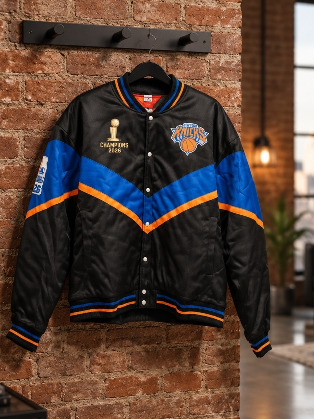 Men's Black & Blue NY Knicks Chsmpions Bomber Jacket